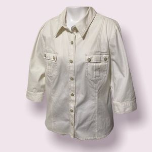 Talbots Lightweight White denim Jacket excellent condition!